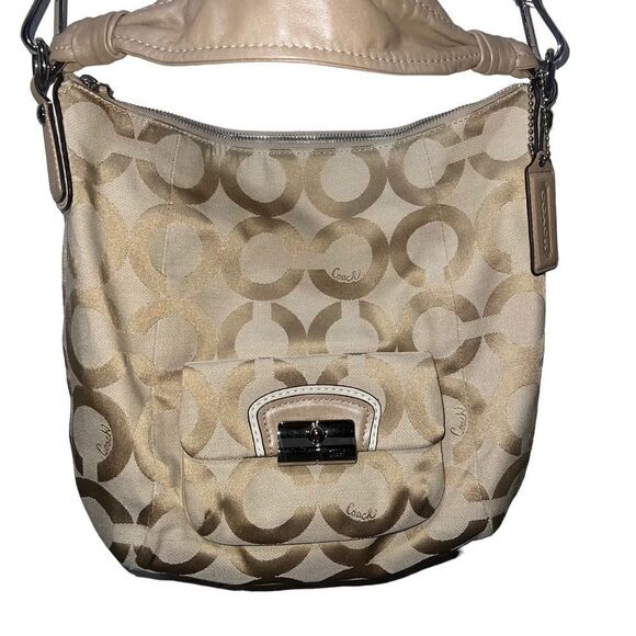 Coach Gold Monogram C Shoulder Bag Large 13” X 12 1/2” Never Used. Authentic - Picture 4 of 10